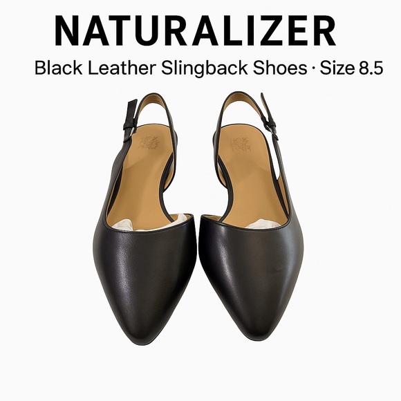 Naturalizer Black Leather Slingback Shoes · Size 8.5 - Picture 1 of 7
